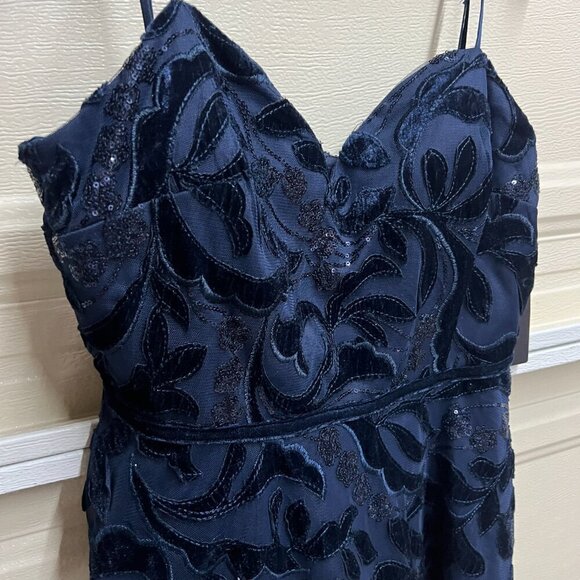 City Studio Juniors Sz 13/14 Sequined Short Fit Flare Dress Navy - Picture 3 of 10